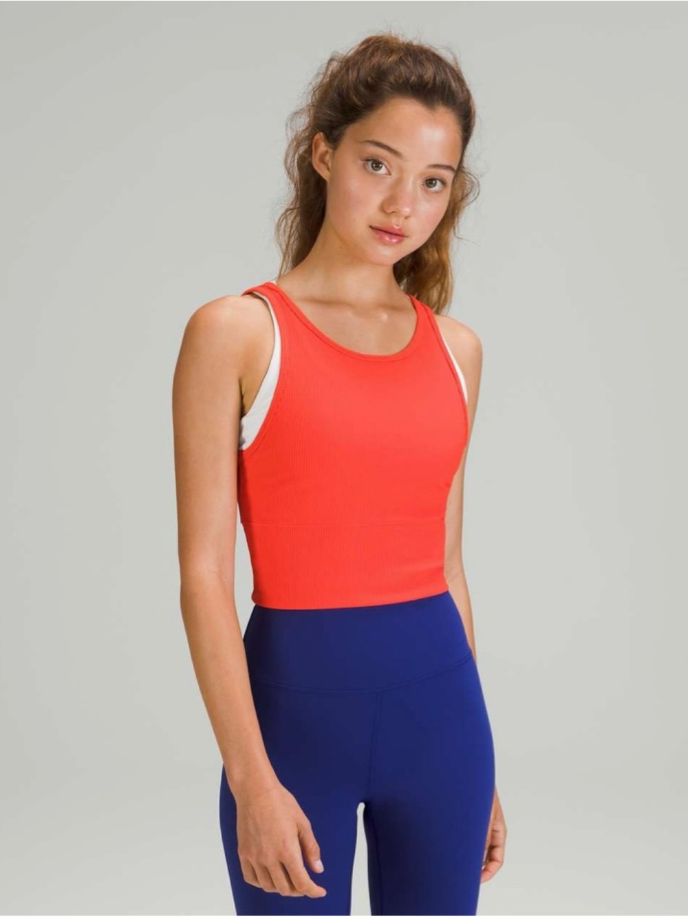 Lululemon Power Pivot Ribbed Reversible Tank Top Autumn Red Orange Sz 12